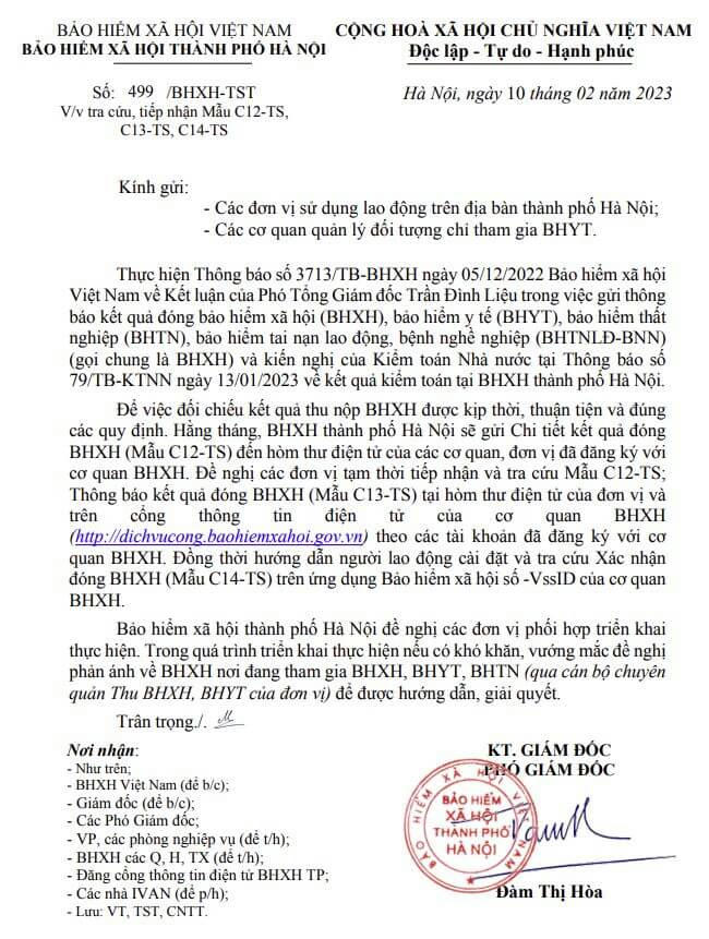 Hướng dẫn tra cứu, tiếp nhận Kết quả đóng và Quá trình BHXH: Mẫu C12-TS, C13-TS, C14-TS trực tuyến